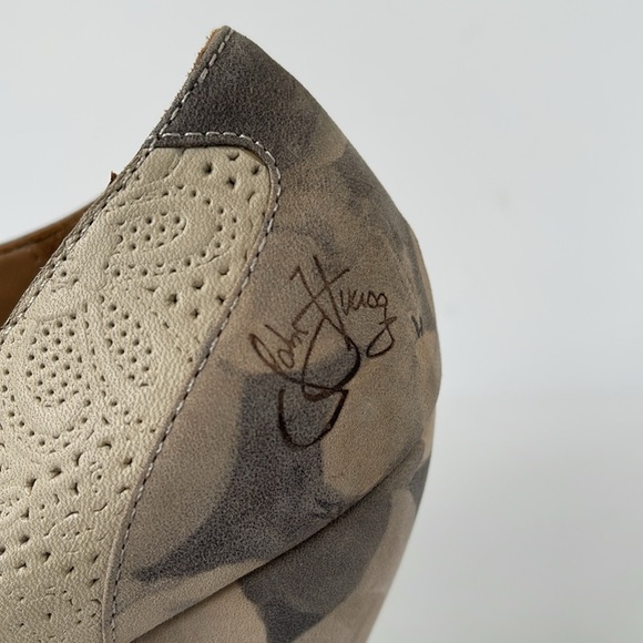 John Fluevog Vintage Floral Leather Booties Block Heel Size 7.5 Rare Art Deco - Picture 2 of 11